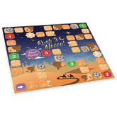 Desert-themed Rush to Mecca bordspel met genummerde vakken en sterrenhemel achtergrond